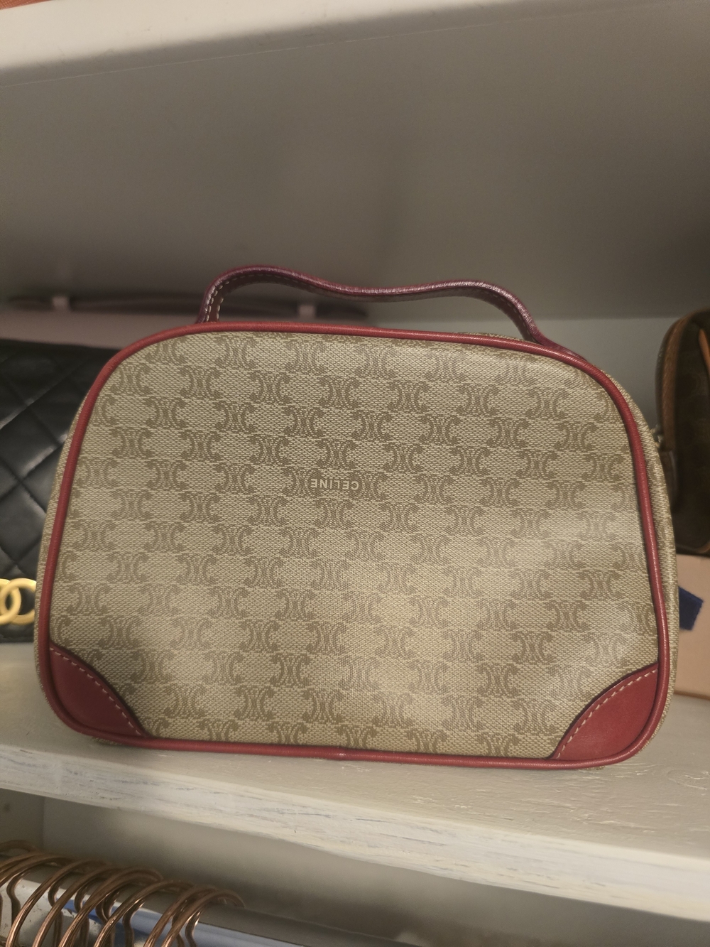 Authentic Vintage Celine Monogram Canvas with Red Leather - Picture 5 of 9